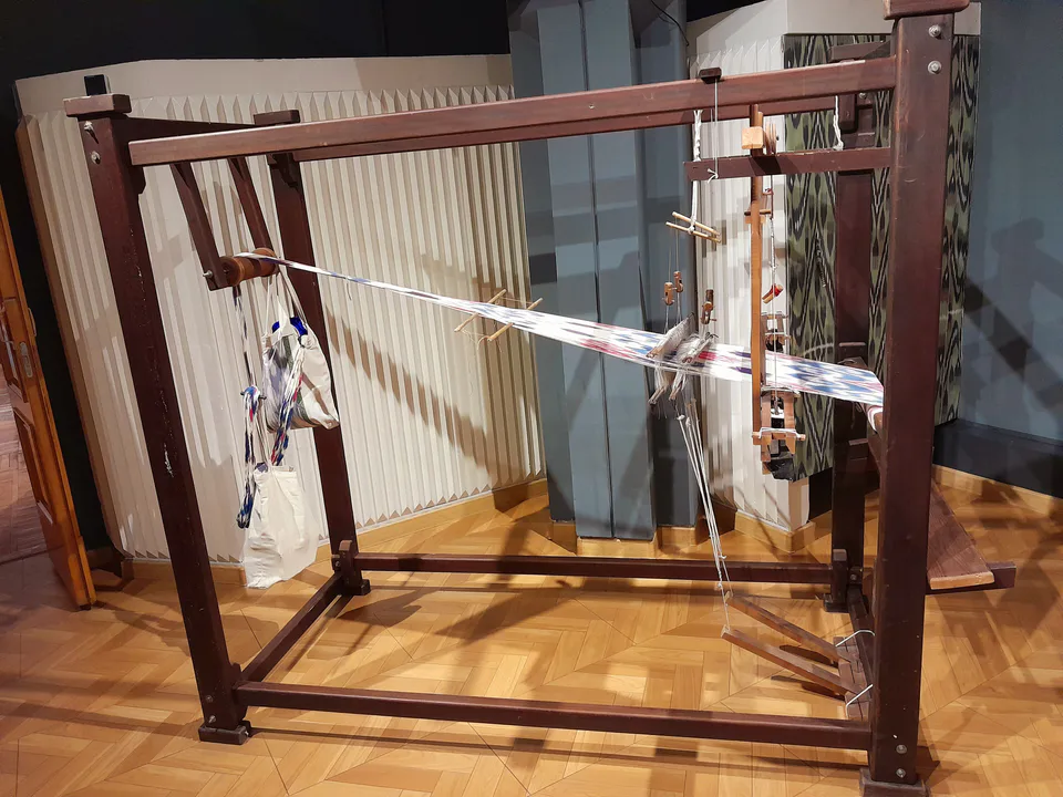 A traditional Uzbek carpet loom