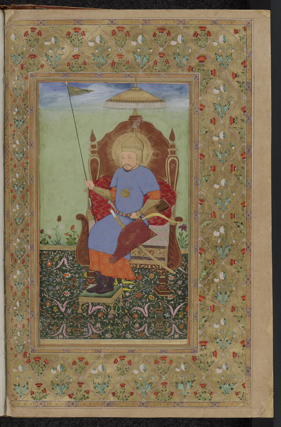 Timur enthroned. 1600–1699 Mughal style, Shahjahan period (Bodleian Library, MS. Douce Or. a. 1)