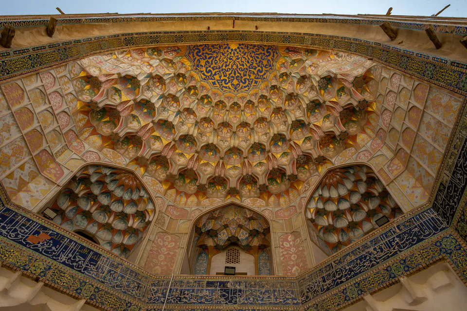 Aivan of Abdulaziz khan madrasa. Bukhara, Uzbekistan.