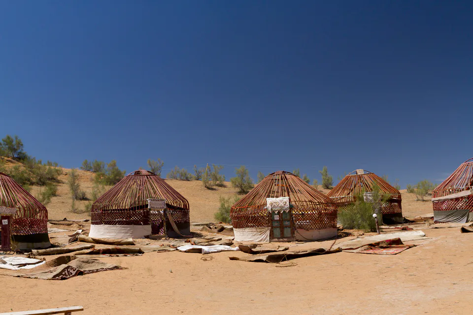 Yurt Camp Aidar near lake Aidar K'ol, Uzbekistan, during low season