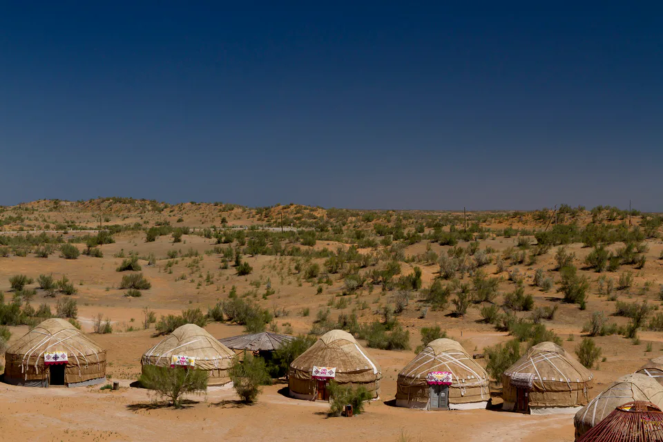 Yurt Camp Aidar near lake Aidar K'ol, Uzbekistan, during low season