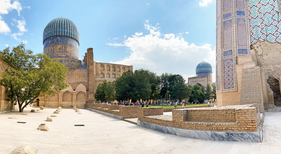Courtyard of Bibi-Khanym Mosque, Samarkand, Uzbekistan