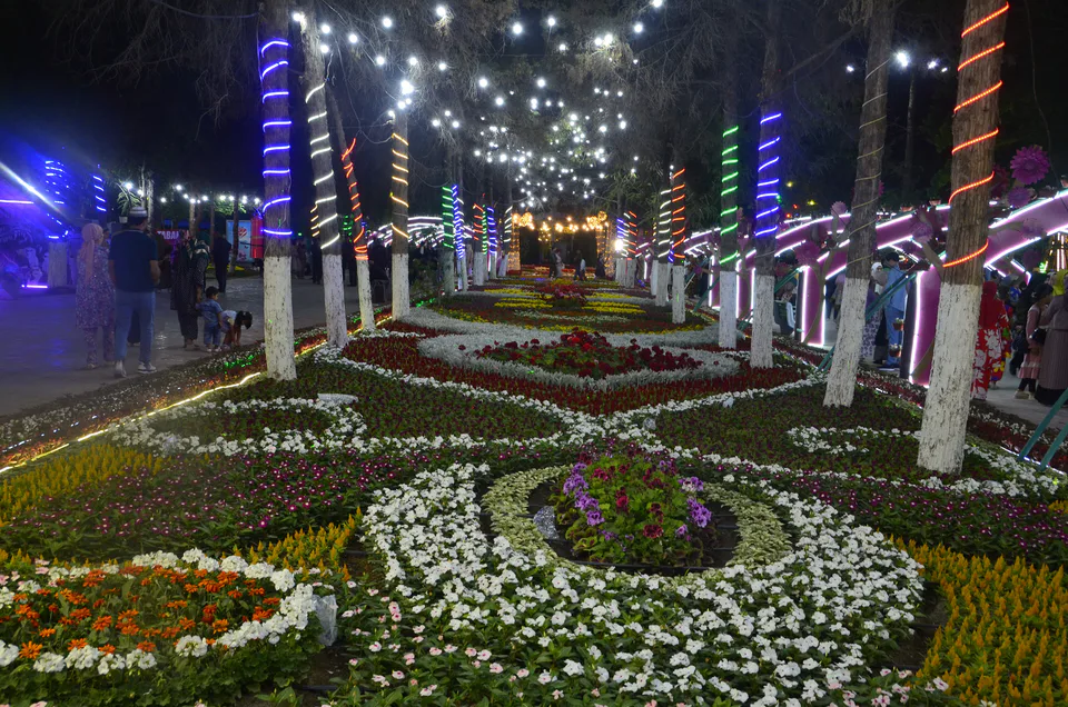 Namangan 63rd International Flower Festival. Night views.