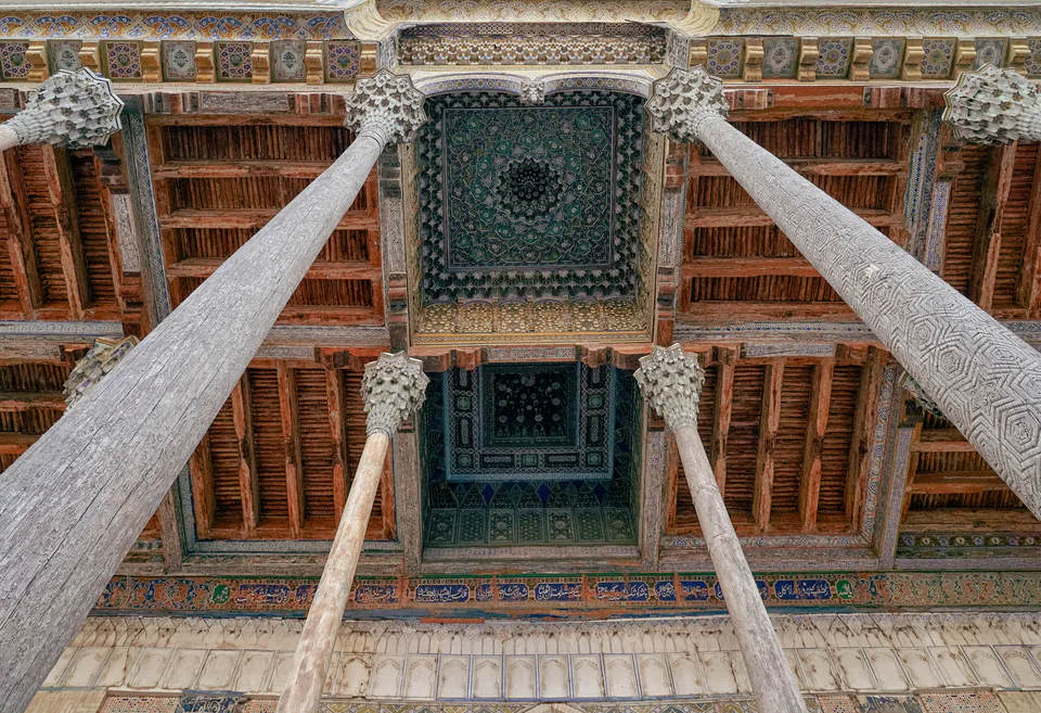 Ceiling of Bolo Haouz mosque, Bukhara, Uzbekistan