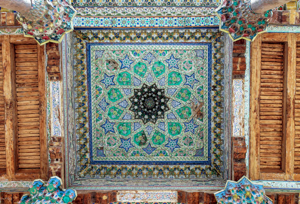 Part of aivan of Bolo Haus mosque. Afrosiab street, Bukhara, Uzbekistan.