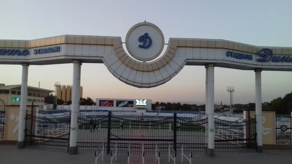 Entrance arch of the Dinamo Stadium in Samarkand (Uzbekistan)