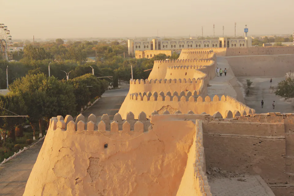 Walls of Itchan Kala citadel in Khiva, Uzbekistan
