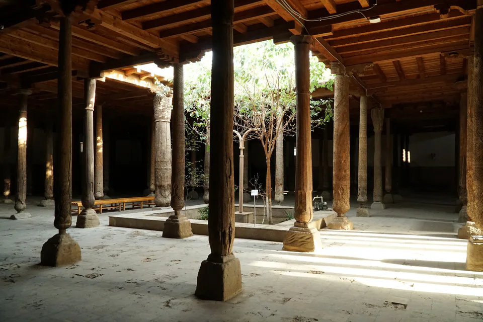 Interior of the Djouma mosque with tree