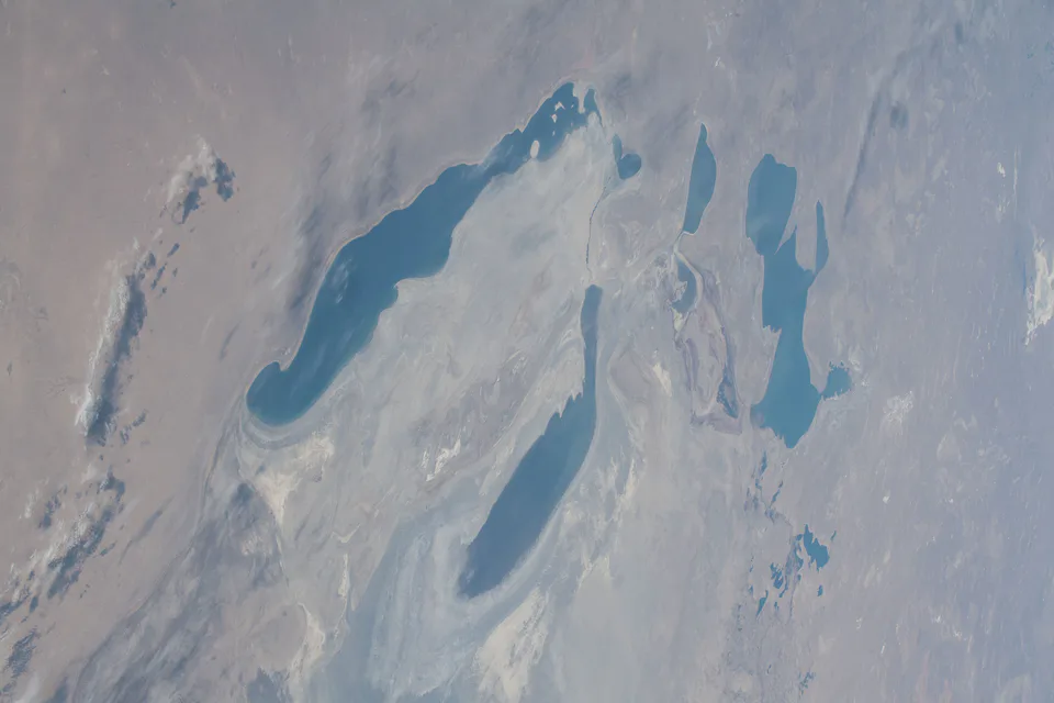 View of the Aral Sea taken during ISS Expedition 57.