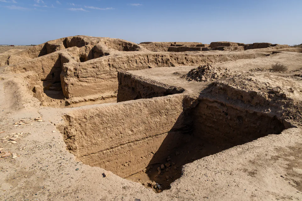 Kara Tepe Buddhist archaeological site, Termez oasis near the city of Termez, Uzbekistan
