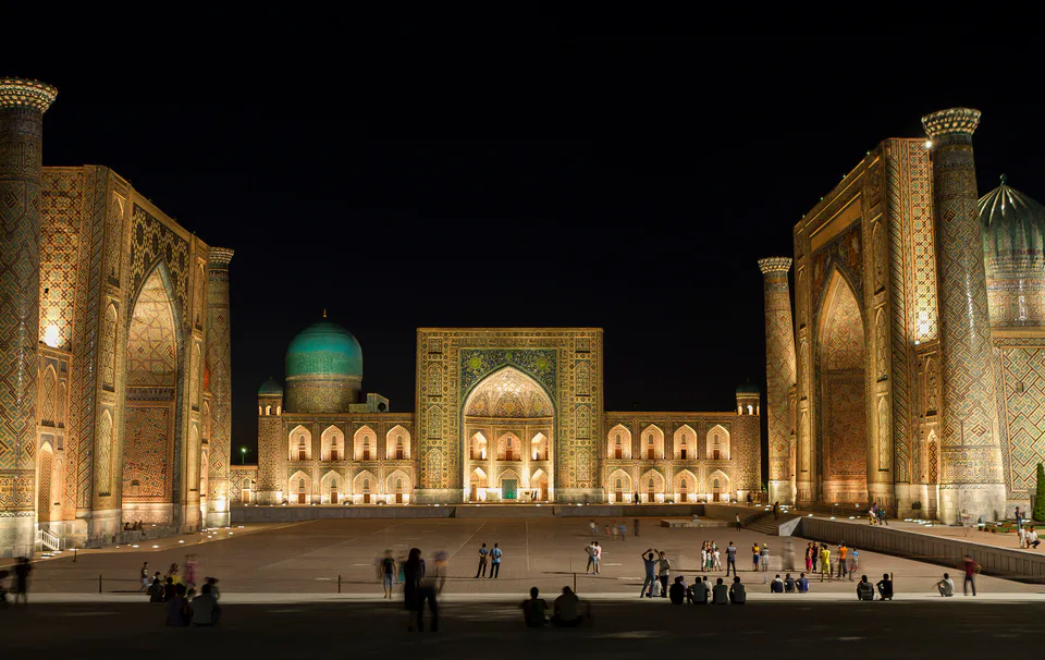 Registan square Samarkand, Uzbekistan, at night