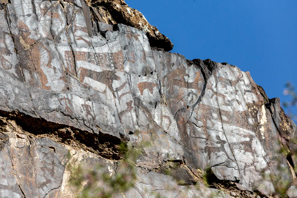 Sarmishsai petroglyphs, Navbakhor District, Navoyi Region, Uzbekistan.