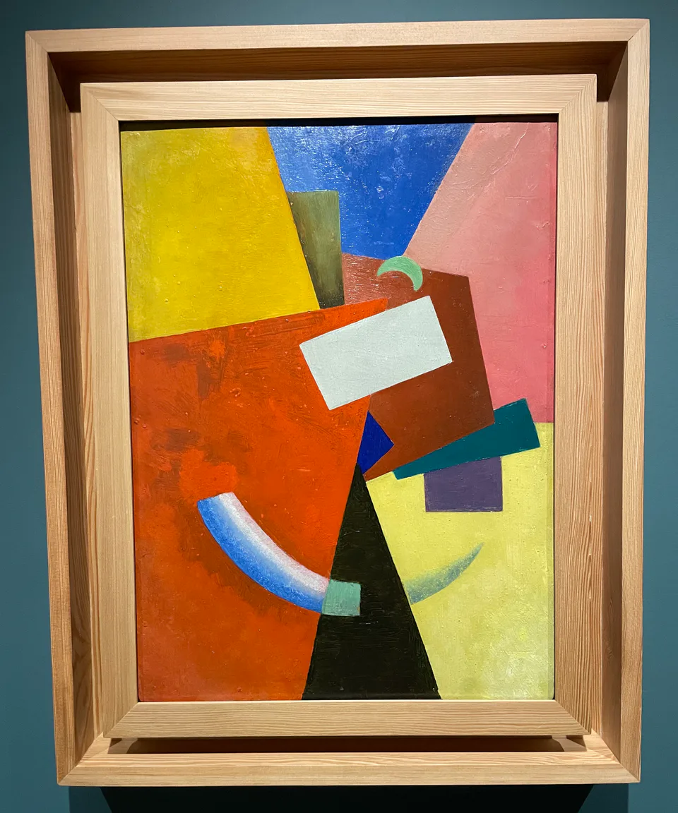 Ivan Klyun, Suprematism, oil on cardboard, late 1910s, collection of State Art Museum of Uzbekistan, exhibited in the Savitsky Museum Nukus
