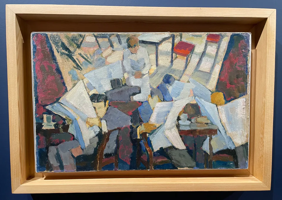 Nikolay Ulyanov, At the café, undated, oil on cardboard