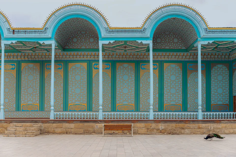Courtyard terrace of Sitori-i-Mokhi Khosa palace, Bukhara, Uzbekistan