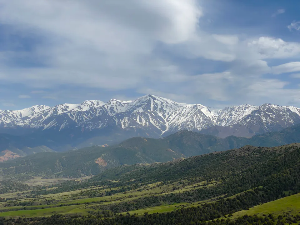 View of the Turkestan Range from the Suffa Plateau
