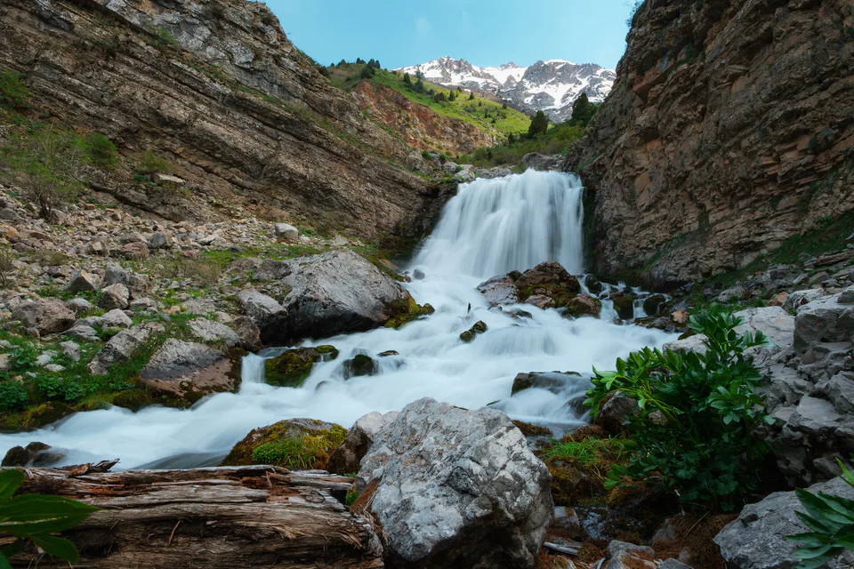 Ispay waterfall in Ugom-Chatkal national park. Tashkent Region, Uzbekistan.