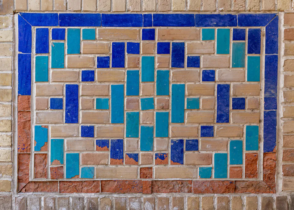 Mosaic on the wall of Ulugh Beg madrasa. Bukhara, Uzbekistan.