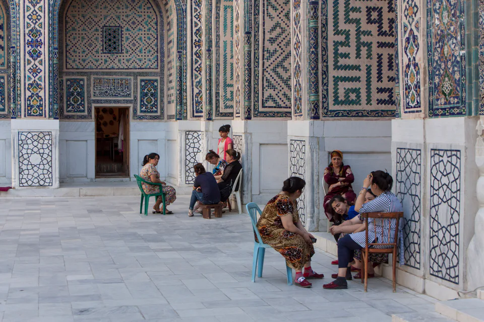 woman at Courtyard of Ulugbek madrasah
