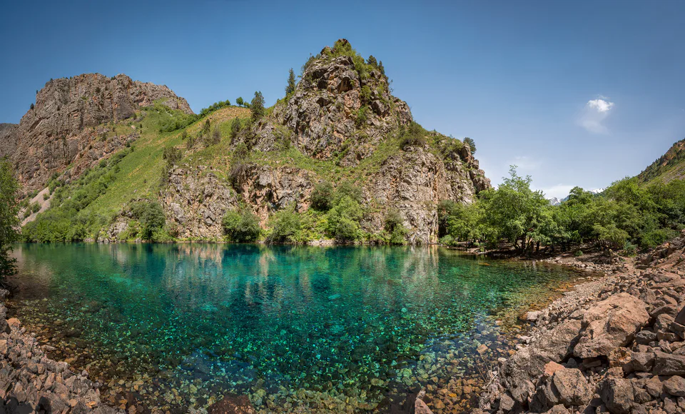 Lower Urungach lake. Tashkent Region, Uzbekistan