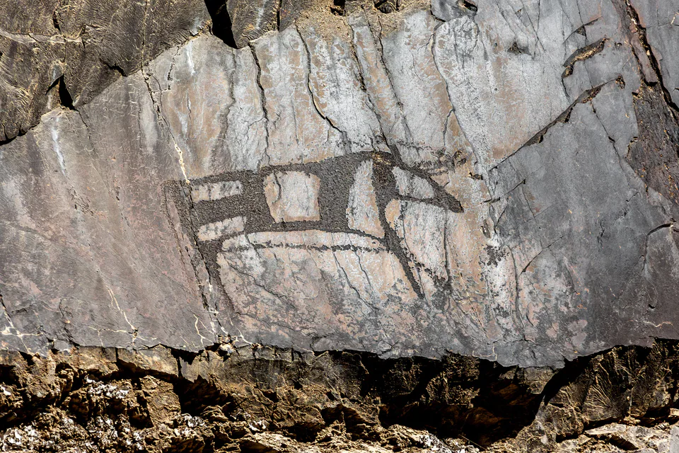 Sarmishsai petroglyphs, Navbakhor District, Navoyi Region, Uzbekistan.