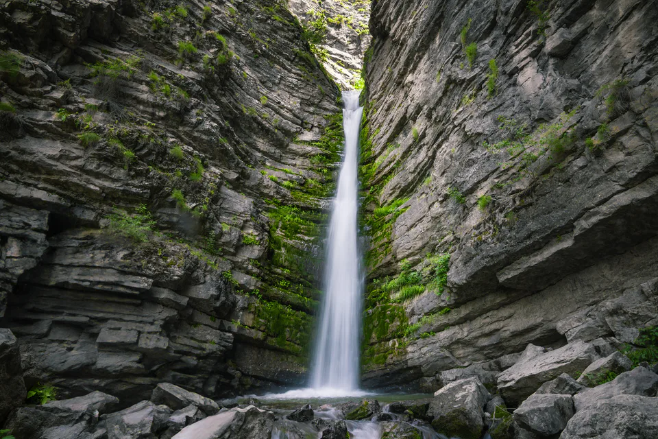 Kulasja waterfall in Ugom Chatkal National Park, Tashkent Region, Uzbekistan