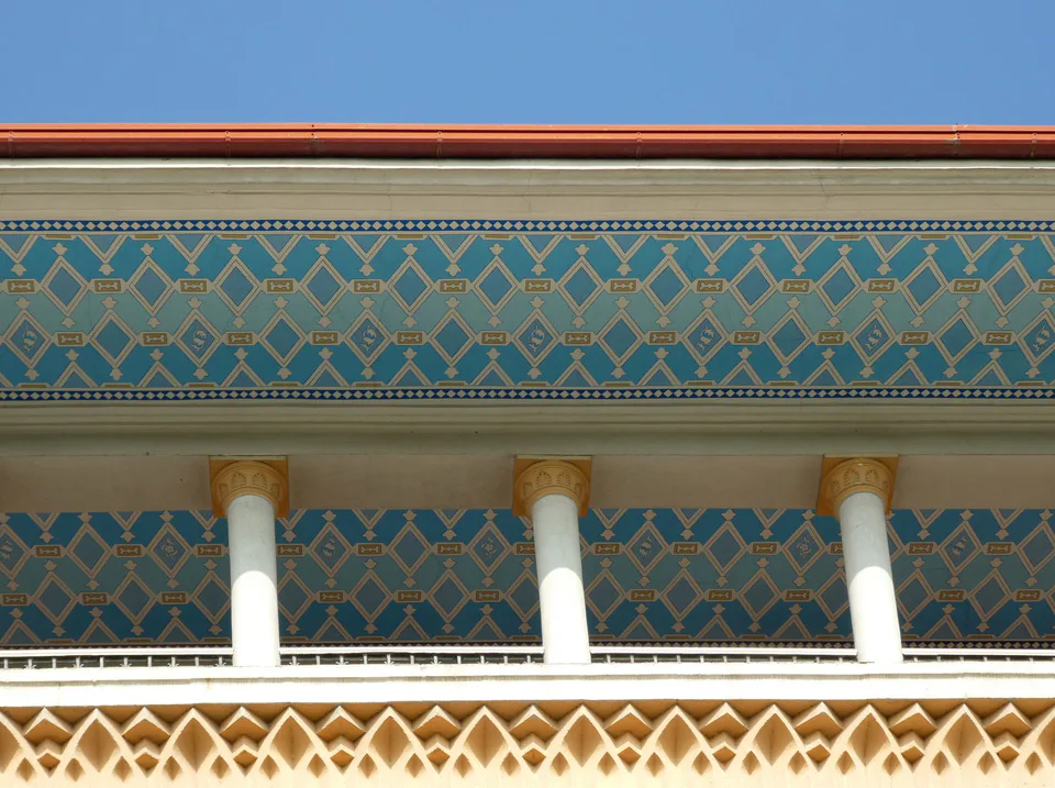 Ornaments as decoration of Lotte Tashkent Palace hotel building, Tashkent, Uzbekistan